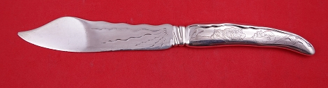 Fish Knife curved handle HH AS  w/ two turtles  7 7/8